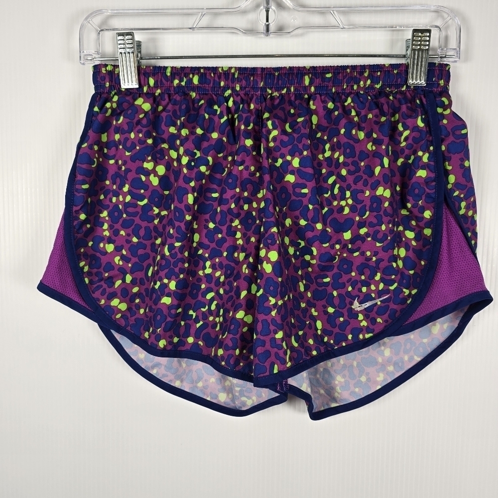 Nike Womens Tempo Purple Blue Green Print Running Shorts With Liner Size XS